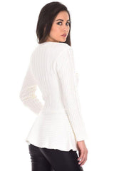 Cream Peplum Knitted Jumper