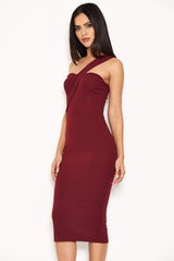 Plum One Shoulder Strap Midi Dress