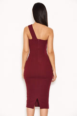 Plum One Shoulder Strap Midi Dress