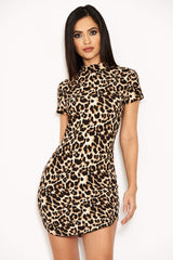 Leopard Print Curve Hem Dress