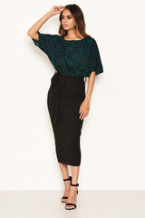 Green Animal Print 2 In 1 Midi Dress