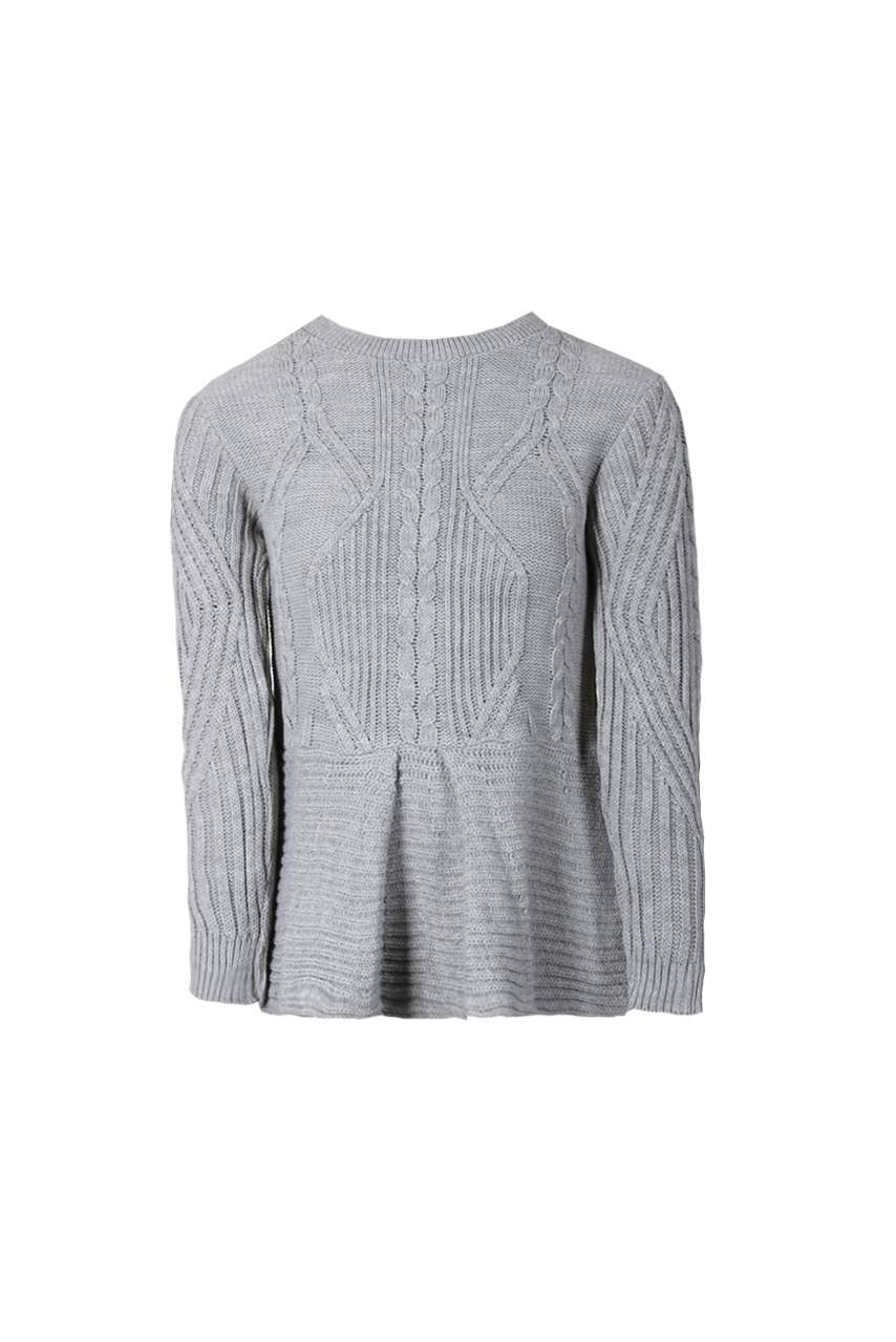 Grey Peplum Knitted Jumper