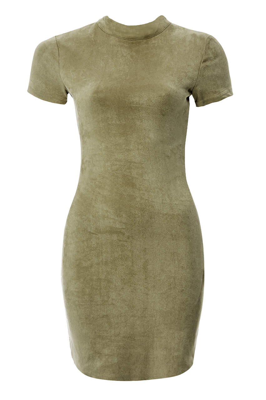 Faux Suede Bodycon Mini Dress