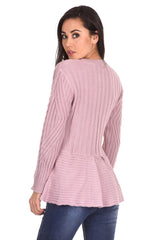 Pink Peplum Knitted Jumper