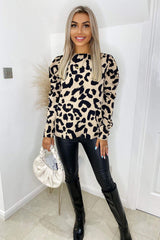 Multi Animal Print Puff Sleeve Blouse