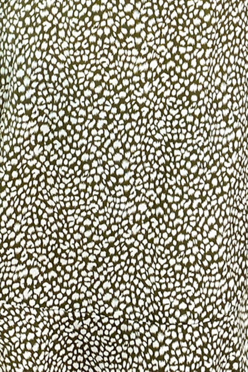 Olive Printed Tie Waist Midi Dress