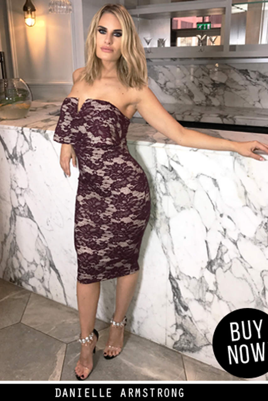 Plum Bandeau Lace Dress