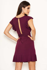 Plum D Ring Ruffle Dress
