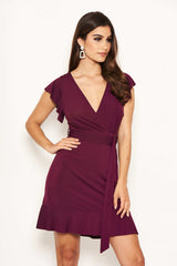 Plum D Ring Ruffle Dress