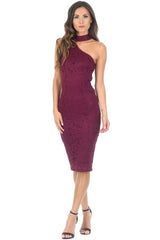 Plum Lace Choker Bodycon Dress