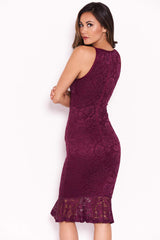 Plum Lace Fishtail Midi Dress