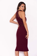 Plum Midi Dress With Crochet Detail