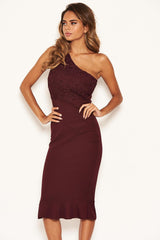 Plum One Shoulder Crochet Top Dress