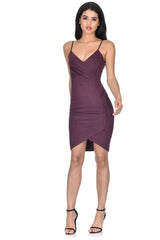 Plum Wrap Front Suede Dress