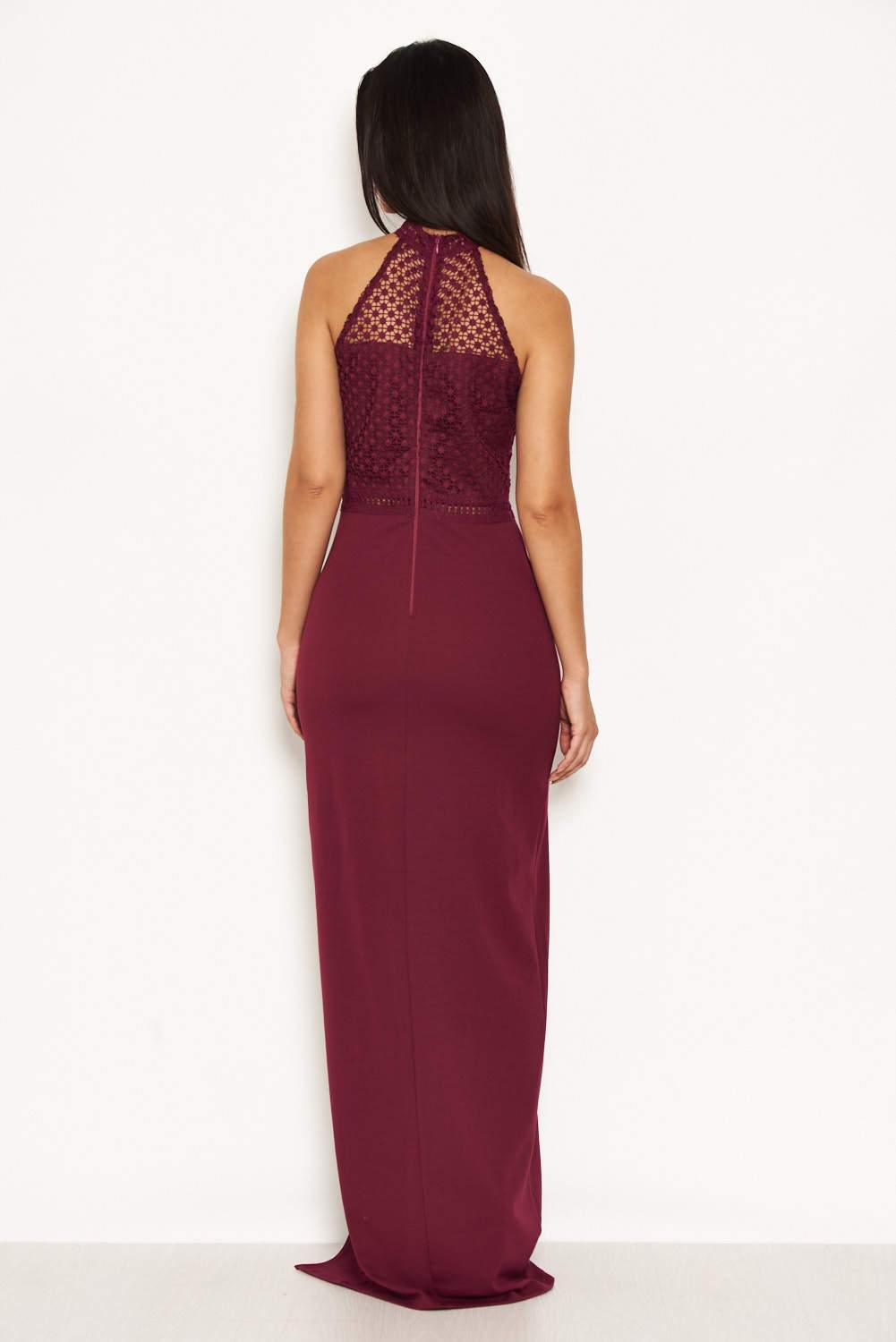 Plum Crochet Top High Neck Maxi Dress