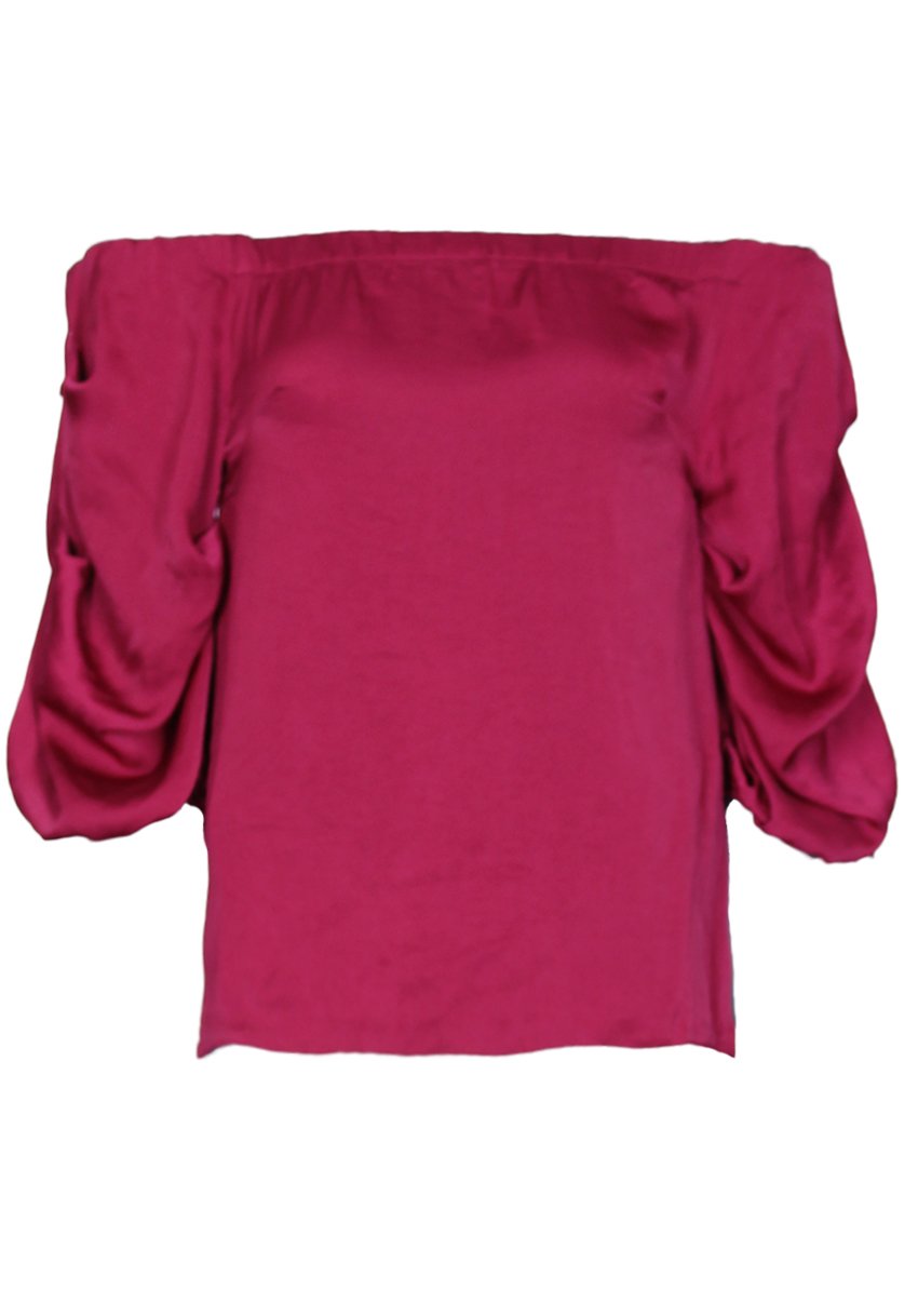 Wine Off The Shoulder Sleeve Detail Top