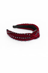 Wine Velvet Studded Knot Headband