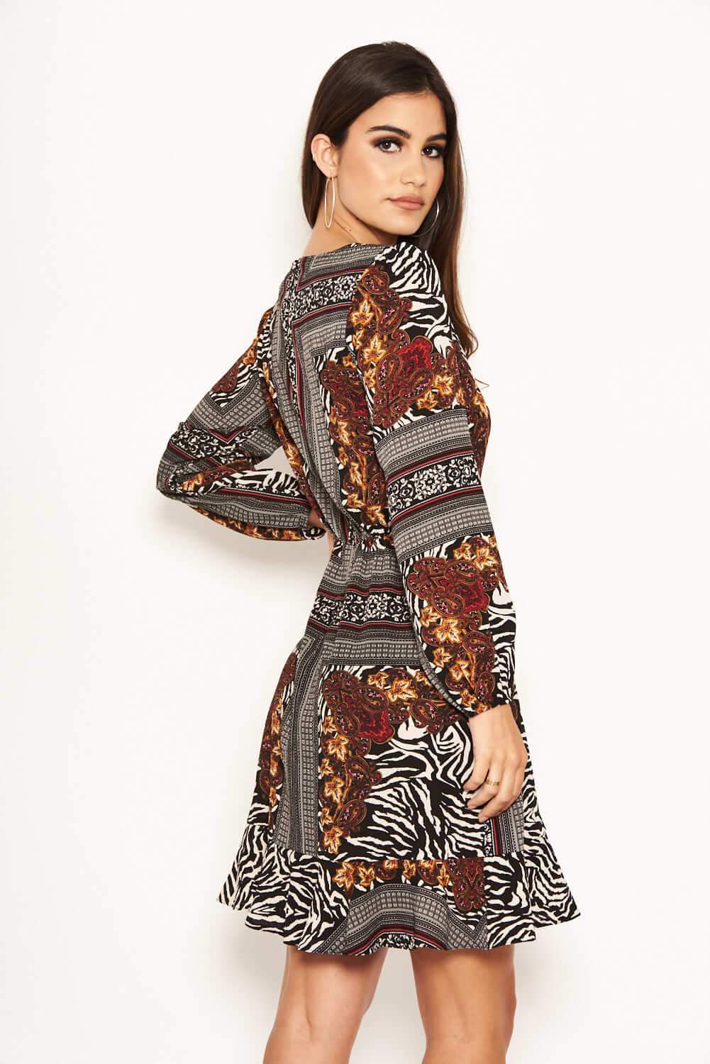 Zebra Multi Print Wrap Dress
