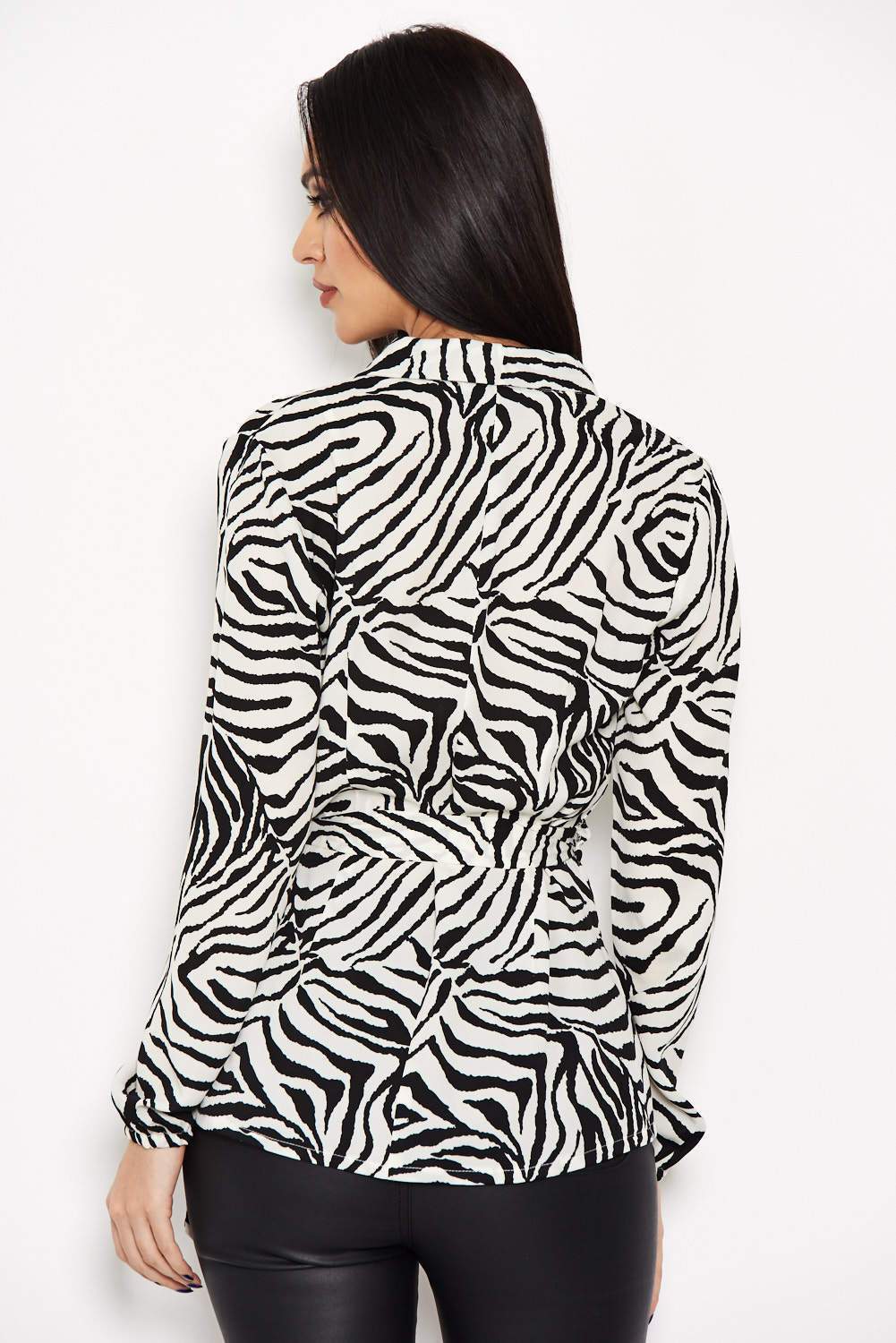 Zebra Printed Tie Waist Top