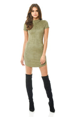 Faux Suede Bodycon Mini Dress