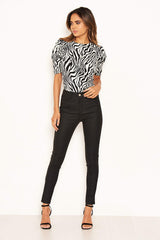 Zebra Printed Puff Sleeve Bodysuit
